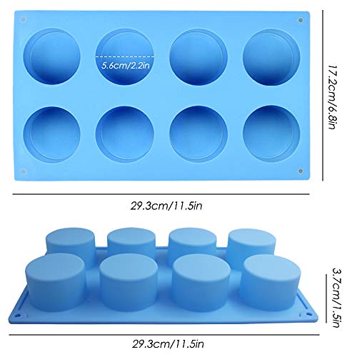 Molde redondo de silicona Sonku con 8 cavidades, molde antiadherente para hacer chocolate, dulces, magdalenas, magdalenas, magdalenas, pudín y cubitos de hielo, color azul y rojo