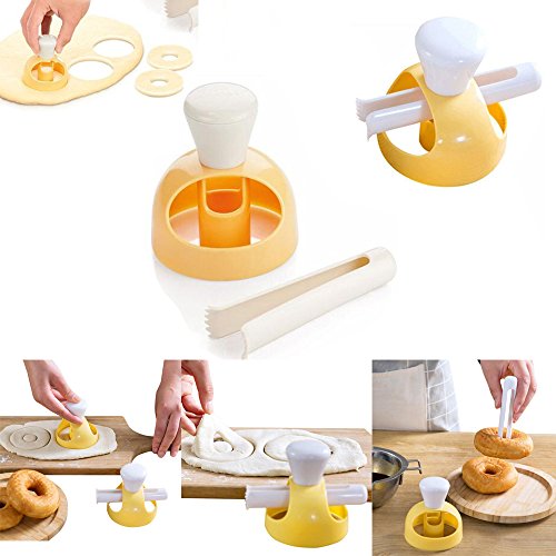 Molde Silicona Donut Cake Mould, Simuer 3 Pack DIY Doughnut Fried Donut Maker Cutter Biscuit Stamp Mould Desserts Bread Cutter Maker Mold Kitchen Baking Tool