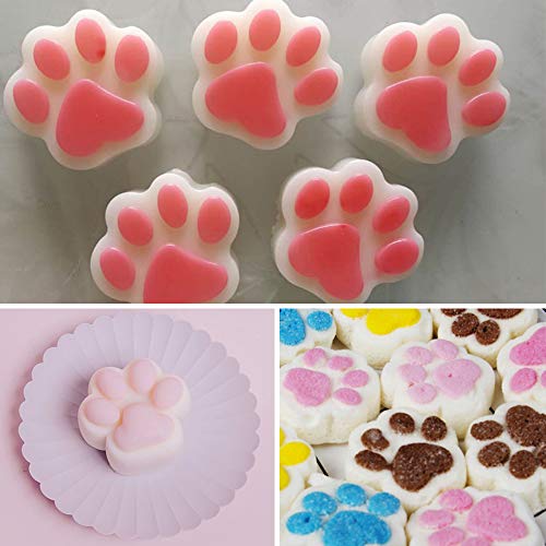 Moldes de silicona con estampado de patas, paquete de 3 bandejas antiadherentes DanziX para chocolate, caramelo, gelatina, cubito de hielo, golosinas para perros y gatos, morado, azul y rosa