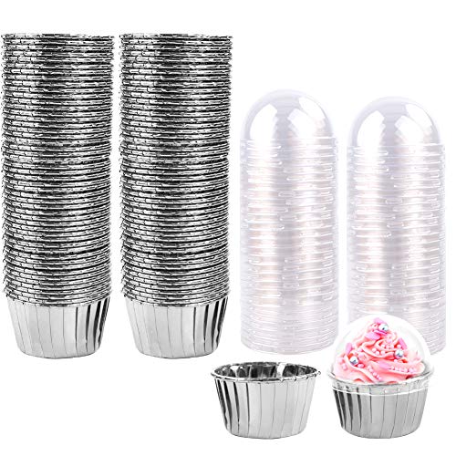 moldes para Magdalenas 100pcs Tazas para Hornear Estuches para Hornear Muffins metálicos Forros para Magdalenas Envoltorios de Papel para Pasteles Estuches para Muffins de Aluminio Tazas (Silver)