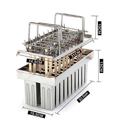 Moldes Para Paletas De Acero Inoxidable Con Rejilla, Moldes Para Paletas De Hielo Con Palos De Madera, Máquina Para Hacer Paletas De Hielo Para Uso Comercial Y Doméstico (20 Piezas),1#