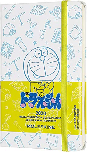 Moleskine - Agenda Semanal 12 Meses 2020 Doraemon Edición Especial Blanca con Tapa Dura y Cierre Elástico, Tamaño de Bolsillo 9 x 14 cm, 144 Páginas (AGENDA 12 MOIS EDT LIMITEE)