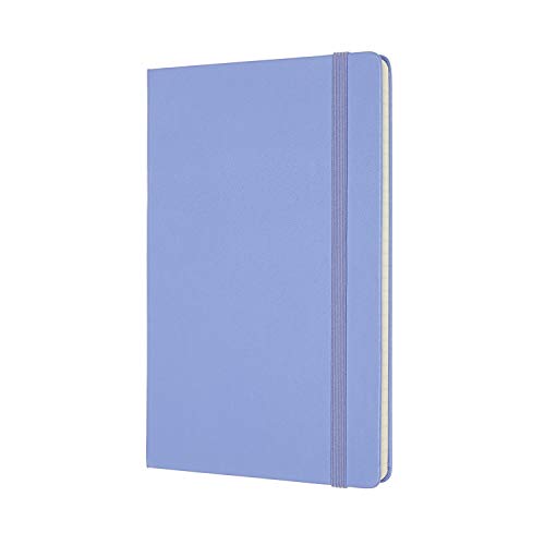 Moleskine - Cuaderno Clásico con Hojas de Rayas, Tapa Dura y Cierre con Goma Elástica, Tamaño Grande 13 x 21 cm, Color Azul Hortensia, 240 páginas