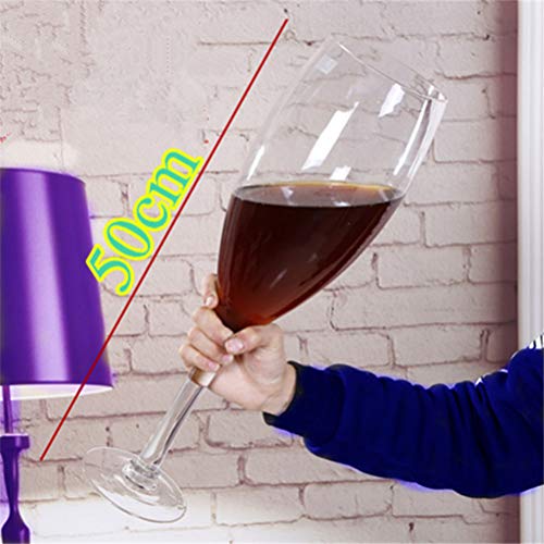 MOLLYNANA Copas de 50 cm, Copa de Vino Gigante, 3000 ml Copa de Vino Tinto súper Grande, Copa de Cristal 100% sin Plomo, Adecuada para Fiestas, Bodas, Navidad, Adecuada para Fiestas, Bodas, Navidad