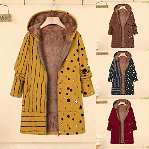 MOMOXI Talla Extra Women Winter Warm Impreso Bolsillos Más Gruesa Cremallera Abrigo con Capucha Desgastar Abrigo De Invierno Mujer Libre Abrigos para Mujer Rebajas Talla Grande Abrigo con Capucha