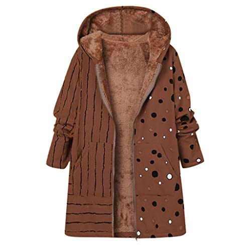 MOMOXI Talla Extra Women Winter Warm Impreso Bolsillos Más Gruesa Cremallera Abrigo con Capucha Desgastar Abrigo De Invierno Mujer Libre Abrigos para Mujer Rebajas Talla Grande Abrigo con Capucha