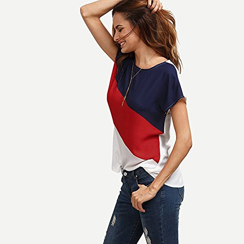 MOMOXI Tops para Mujer, Blusa con Cuello en V de Manga Corta con Cuello en V para Mujer Mujeres Manga Corta Camisetas Verano Algodón Carta Impresión T Shirt Blusas Camisas Tops Personalidad Elegante