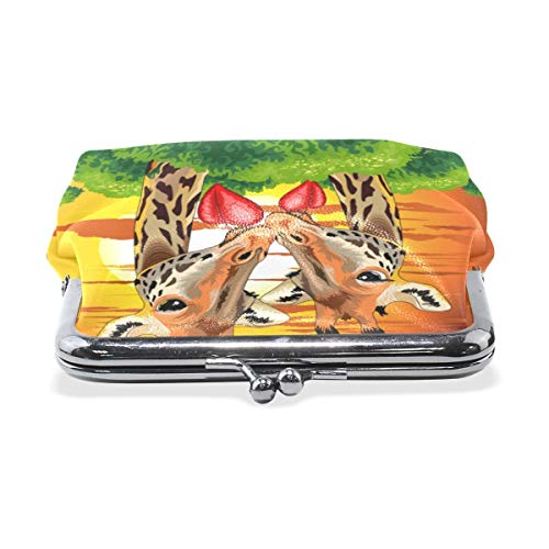 Monederos Estuche Jirafas africanas Pareja Enamorada Monedero Retro Monedero con Cerradura Hebilla Monedero Tarjetero para Mujeres y G