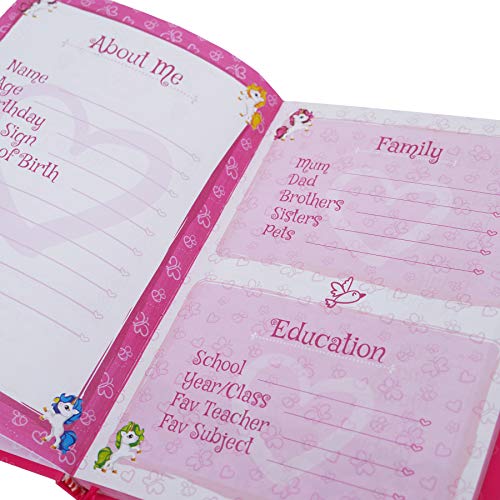 Monet Studios Unicorn Diary Secret - Diario para niños (tamaño A5, con candado y diseño de Unicornio Envejecido, 5 6, 7, 8, 9, 10 y 11), diseño de Unicornio