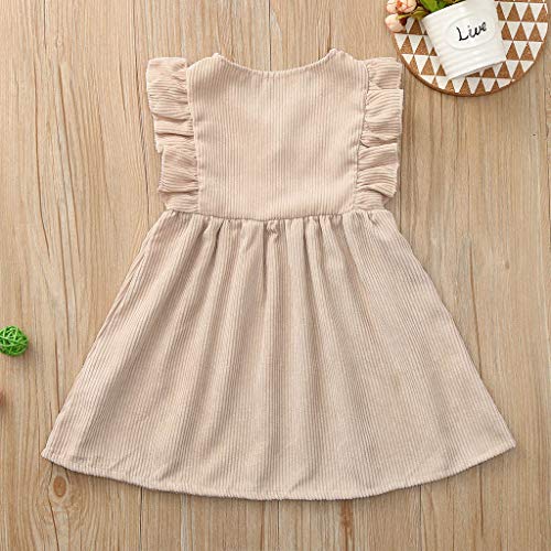 Moneycom - Vestido para bebé o niña, encaje sin mangas, color ruffles café 12-24 Meses