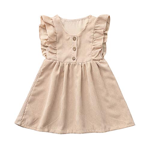 Moneycom - Vestido para bebé o niña, encaje sin mangas, color ruffles café 12-24 Meses