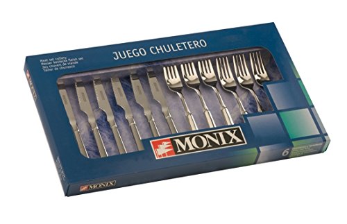 Monix Milán - Set 12 piezas cubiertos de acero inox 18/10 con cuchillo chuletero