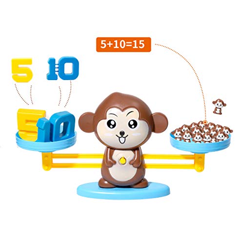 Monkey Balance Tarjetas de matemáticas Bloques de números Actividad de desarrollo temprano Juguetes educativos Juego de conteo Juegos de matemáticas para 3 años + Niños y niñas