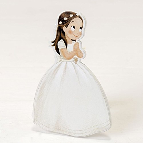 Mopec Pack de Figuras 2D Niña Comunión Vestido Largo y Corona, Madera, Blanco, 0.5x7x11 cm, 6 Unidades