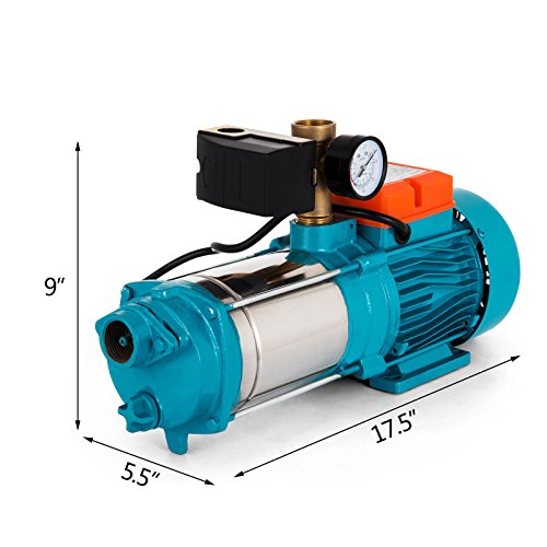 Moracle Bomba Centrífuga de Agua Motobomba de Agua Bomba Centrífuga 1300W Bomba Centrífuga de 5100 L/h Autocebante 5.1 Bar con Manómetro