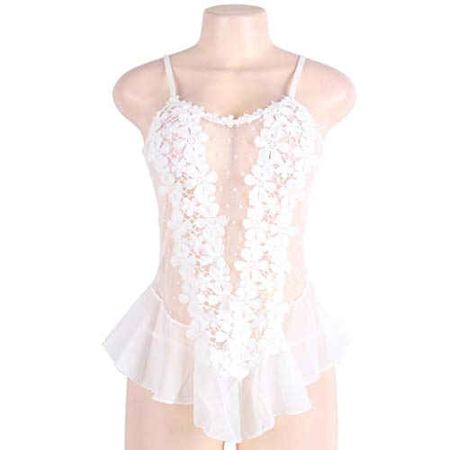 MORETIME lencería de Mujer,2019 Verano Sexy Talla Grande picardías Babydoll de Encaje Sexy camisón de Dos Piezas 1x camisón Sexy + 1x Tanga lencería erótica Mujer Interior Ropa de Dormir Conjunto