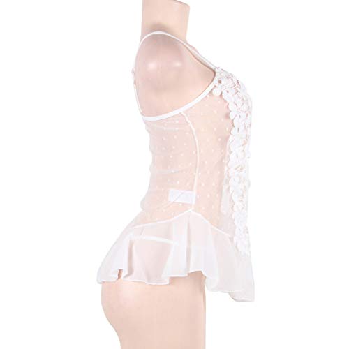 MORETIME lencería de Mujer,2019 Verano Sexy Talla Grande picardías Babydoll de Encaje Sexy camisón de Dos Piezas 1x camisón Sexy + 1x Tanga lencería erótica Mujer Interior Ropa de Dormir Conjunto