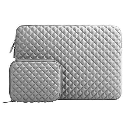 MOSISO Funda Protectora Compatible con 2019 2018 2017 2016 MacBook Pro 15 Pulgadas A1990 A1707/14 Pulgadas Chromebook ThinkPad, Estilo Diamante Agua Repelente Bolsa Blanda con Pequeño Caso, Gris