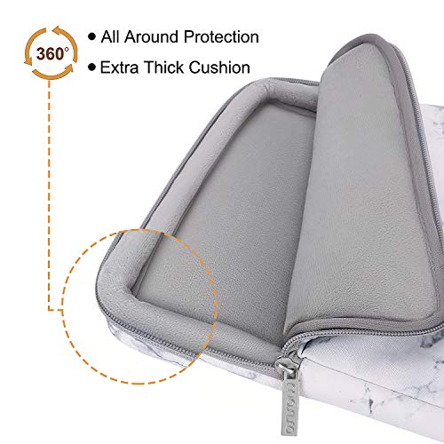 MOSISO Maletín Compatible con 13-13.3 Pulgadas MacBook Air/MacBook Pro Retina/2019 Surface Laptop 3/Surface Book, Funda Blanda Protectora 360 Multifuncional Bolso con Correa de Carro, Mármol Blanco