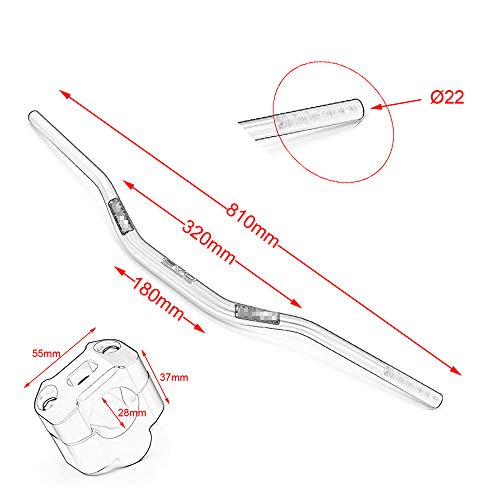 Moto CNC 1 1/8" 28mm Manillar Barra de Grasa, Manillar de 28 mm + Abrazadera elevadora + Almohadilla + empuñaduras para Pro Honda Yamaha Suzuki Kawasaki KTM BMW CB400 CB400SF CB250R CB1000R