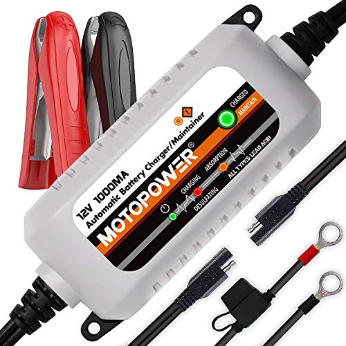 MOTOPOWER MP00205B 12V 1000mA Mantenedor de cargador de batería completamente automático