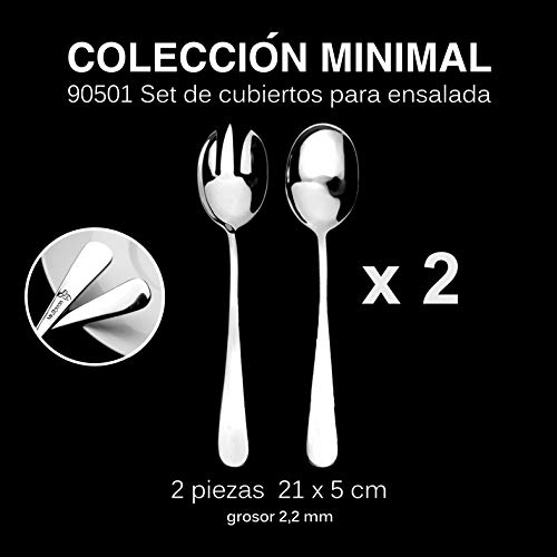 Mr. Spoon Colección Minimal Juegos de cubertería de Servir Acero INOX. (2 Set de Cubiertos para Ensalada 21 x 5 cm)