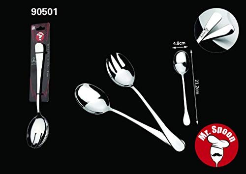 Mr. Spoon Colección Minimal Juegos de cubertería de Servir Acero INOX. (2 Set de Cubiertos para Ensalada 21 x 5 cm)