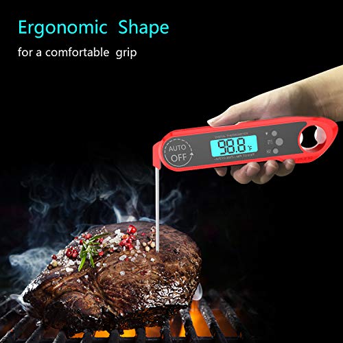 MRang Termómetro de Carne, Resistente al Agua, IP67, Lectura instantánea, con función de calibración de sonda Plegable de 4.6 Pulgadas para cocinar Alimentos, Dulces, Parrilla, ahumadores