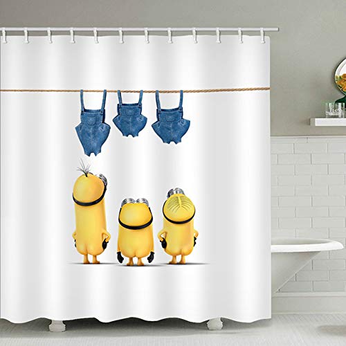 MRDS Cortinas de Ducha Amarillas Serie Minions   traviesas Cortinas de Ducha Cortina de baño Cortina de baño Impermeable, A003-YL46, An. 180x Al. 180 cm