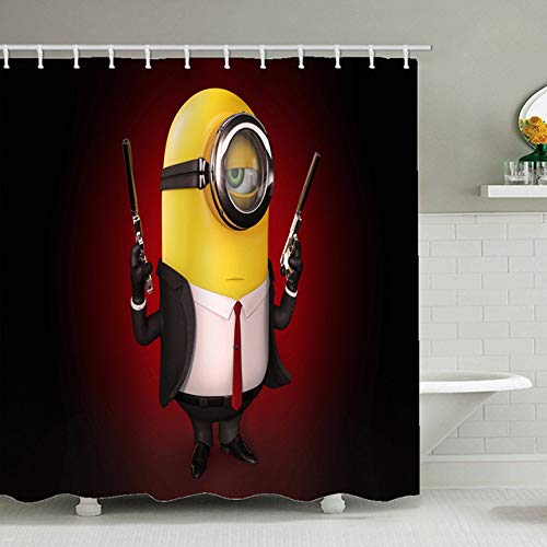 MRDS Cortinas de Ducha Amarillas Serie Minions   traviesas Cortinas de Ducha Cortina de baño Cortina de baño Impermeable, A003-YL46, An. 180x Al. 180 cm