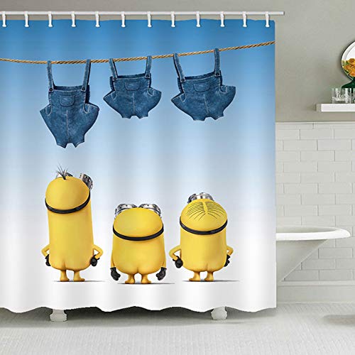 MRDS Cortinas de Ducha Amarillas Serie Minions   traviesas Cortinas de Ducha Cortina de baño Cortina de baño Impermeable, A003-YL46, An. 180x Al. 180 cm