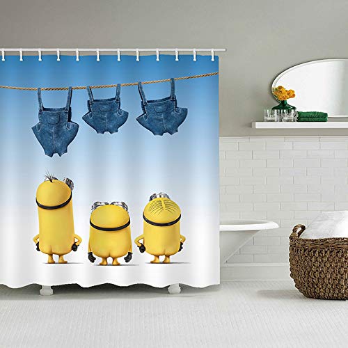 MRDS Cortinas de Ducha Amarillas Serie Minions   traviesas Cortinas de Ducha Cortina de baño Cortina de baño Impermeable, A003-YL46, An. 180x Al. 180 cm