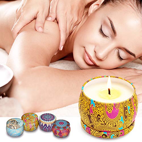 mreechan Vela perfumada,perfumada,Vela perfumada Natural Wake Box 4 Set de Regalo Decorativo para Velas, Adecuado para Navidad, cumpleaños, San Valentín, etc. (Color clásico)