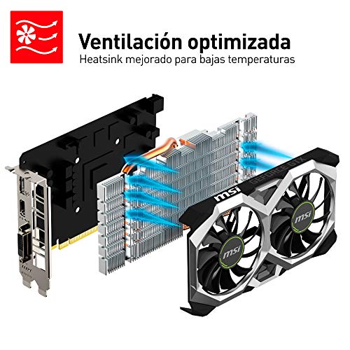 MSI GeForce GTX 1650 Ventus XS 4G OC - Tarjeta gráfica (4 GB, GDDR5, 128 bit, 7680 x 4320 Pixeles, PCI Express x 16 3.0)