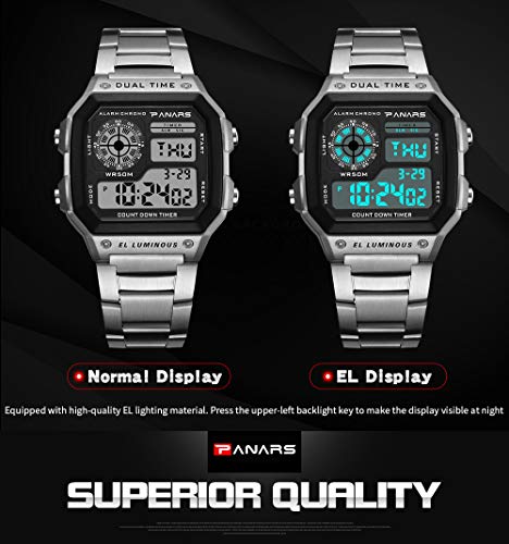 Msxx Relojes de Hombre, Relojes Inteligentes para Hombre, Reloj Digital, Venta de Relojes para Hombre Liquidación, Venta de Decoraciones navideñas,Metalsilver