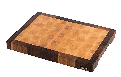 MTM WOOD Tabla de Cortar Cocina de Madera Abedul en Marco de Nogal, End Grain, Tablas de Picar de Tamaño Diferente y de Espesor 3 y 4 cm (40 x 30 x 4 cm)