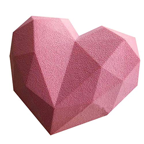 Mufee White 3D Diamond Geométrico Corazón Molde Silicona Cake Mousse Mold,DIY Rompible Corazón Cake Moldes Herramientas para hornear