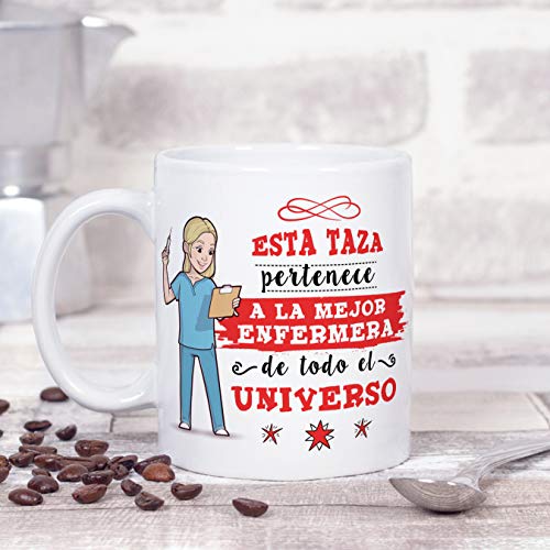 MUGFFINS Enfermera Tazas Originales de café y Desayuno para Regalar a Trabajadores Profesionales - Esta Taza Pertenece a la Mejor Enfermera del Unive