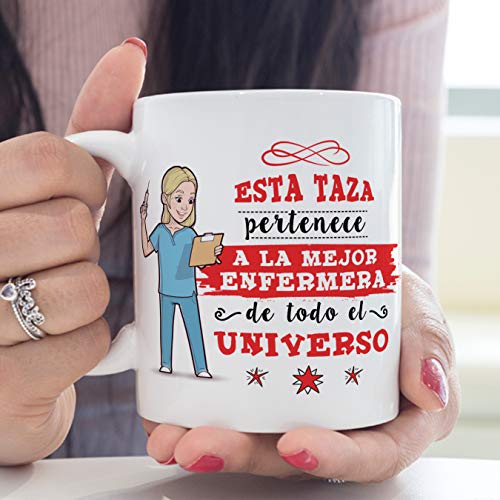 MUGFFINS Enfermera Tazas Originales de café y Desayuno para Regalar a Trabajadores Profesionales - Esta Taza Pertenece a la Mejor Enfermera del Unive