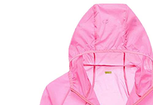 Mujeres Verano con Capucha Protección Solar Ropa de los Hombres Delgado Impermeable Pesca Traje Transpirable Hielo Seda Rosa rosa XXXL