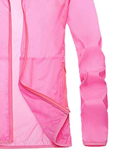 Mujeres Verano con Capucha Protección Solar Ropa de los Hombres Delgado Impermeable Pesca Traje Transpirable Hielo Seda Rosa rosa XXXL