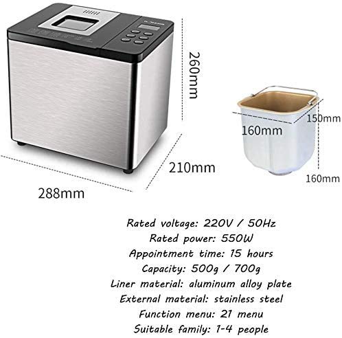 Multifuncional Máquina De Hacer Pan para El Hogar Electrodomésticos Fully Automatic Mute 15 Horas Reservas Fermentación Desayuno Machine Inicio De Cocina