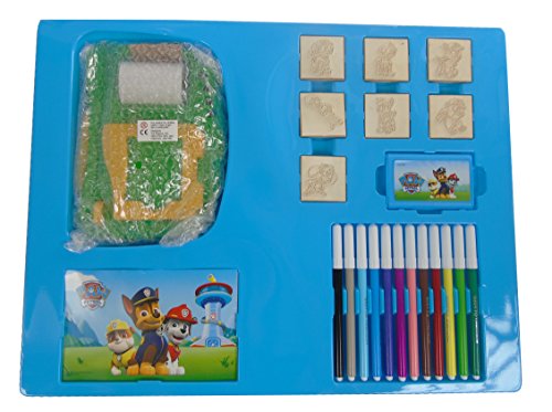 Multiprint Máquina crea Pegatinas Paw Patrol Boy, Made in Italy, 7 Sellos, Álbum con Marcadores, Set Sellos Niños Persolanizados, en Madera y Caucho Natural, Tinta Lavable no Tóxica, Idea de Regalo, art.08903