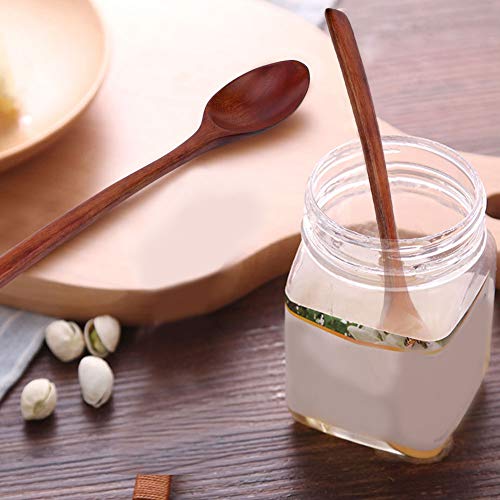 Mumusuki 5 Unids Hogar Mango De Madera Revolviendo Sopa Cuchara Vajilla Cocina Cubiertos para Niños Adultos Degustación Postre Helado Café