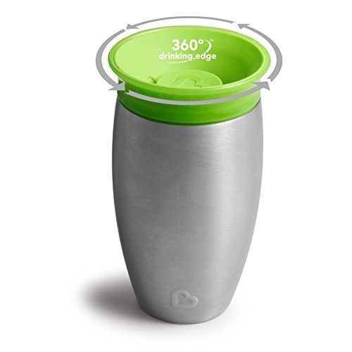 Munchkin Miracle 360°- Vaso antiderrames en acero inoxidable, verde, 296 ml