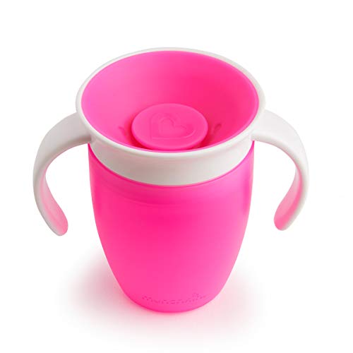 Munchkin Miracle 360°- Vaso de Entrenamiento Antiderrames con Asas, rosa, 207 ml