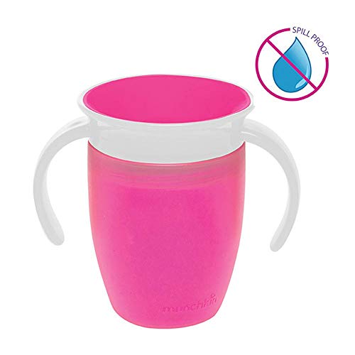 Munchkin Miracle 360°- Vaso de Entrenamiento Antiderrames con Asas, rosa, 207 ml