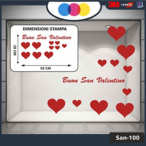 mural stickers Ventanilla San Valentín – 11 Pegatinas – Corazones Adhesivos – Rojo – Vitrina para Tiendas – Love, San Valentín, Pegatinas, Adhesivos