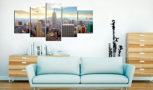 murando - Cuadro en Lienzo 200x100 - Impresión de 5 Piezas Material Tejido no Tejido Impresión Artística Imagen Gráfica Decoracion de Pared Ciudad New York 030211-63