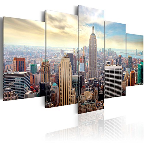 murando - Cuadro en Lienzo 200x100 - Impresión de 5 Piezas Material Tejido no Tejido Impresión Artística Imagen Gráfica Decoracion de Pared Ciudad New York 030211-63